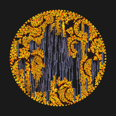 beside the golden willows   julien leonard dots art