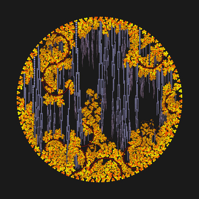 the golden waterfall   julien leonard dots art